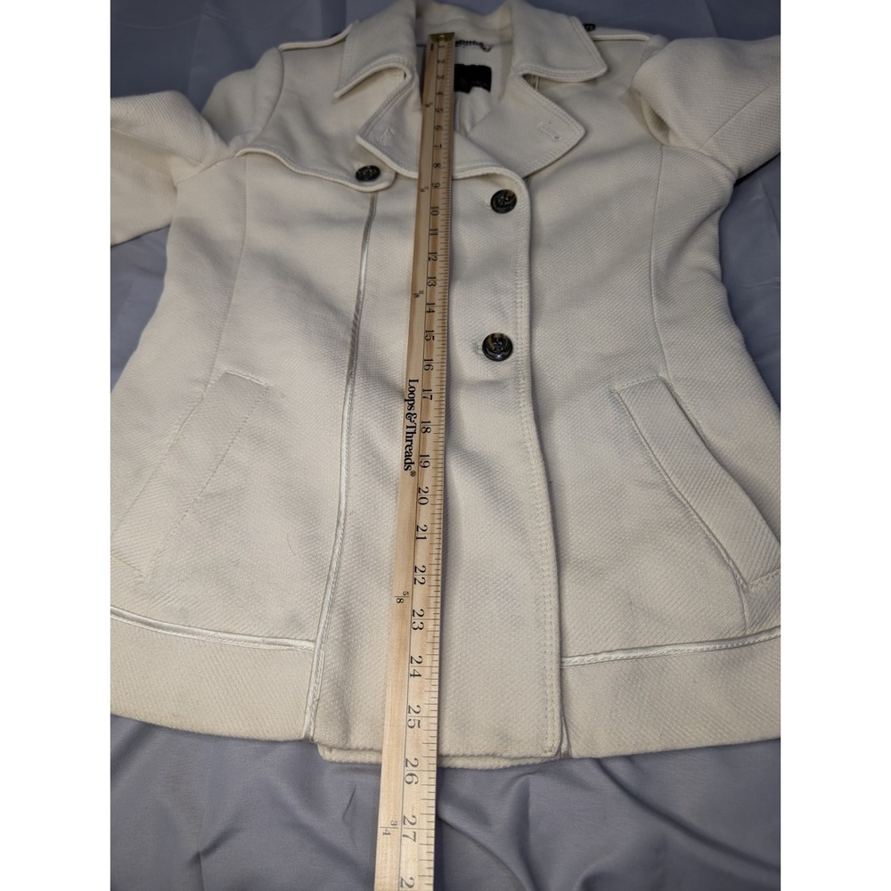 Banana Republic Ivory Moto Jacket Womens S Cotton Knit Structured Career NO Belt - Picture 11 of 12